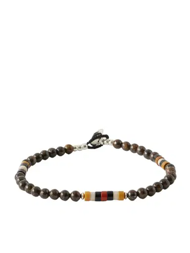 Mikia Sterling Silver Bronzite and Jasper Beaded Bracelet - Men | Thumbnail 1 Mikia Sterling Silver Bronzite and Jasper Beaded Bracelet - Men | Thumbnail 1