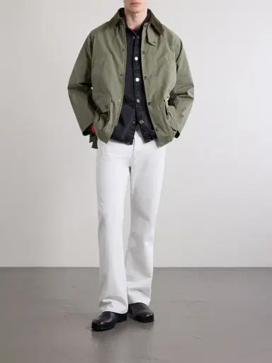 Barbour Bedale Corduroy-Trimmed Waxed Woven Jacket - Men | Thumbnail 2