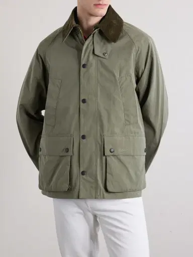 Barbour Bedale Corduroy-Trimmed Waxed Woven Jacket - Men | Thumbnail 3