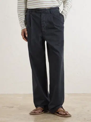 Auralee Wide-Leg Pleated Garment-Dyed Cotton-Twill Chinos - Men | Thumbnail 3