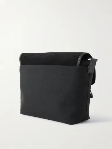 Loewe Leather-Trimmed Suede and Canvas Messenger Bag - Men | Thumbnail 3
