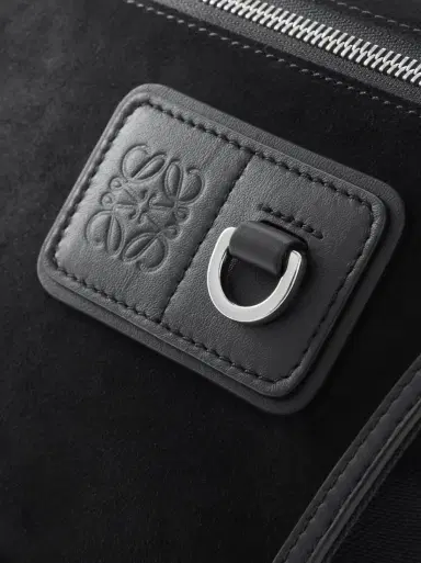 Loewe Leather-Trimmed Suede and Canvas Messenger Bag - Men | Thumbnail 4