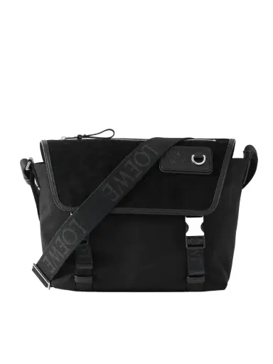 Loewe Leather-Trimmed Suede and Canvas Messenger Bag - Men | Thumbnail 1
