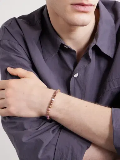 Mikia Circle8 Sterling Silver, Tourmaline Cat's Eye and Charoite Beaded Bracelet - Men | Thumbnail 2 Mikia Circle8 Sterling Silver, Tourmaline Cat's Eye and Charoite Beaded Bracelet - Men | Thumbnail 2