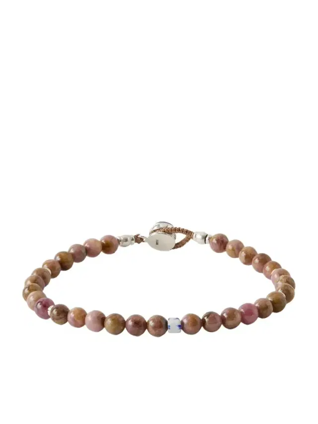 Mikia Circle8 Sterling Silver, Tourmaline Cat's Eye and Charoite Beaded Bracelet - Men