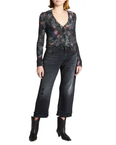 R13 Wide-Leg Cropped Boyfriend Jeans | Thumbnail 1 R13 Wide-Leg Cropped Boyfriend Jeans | Thumbnail 1