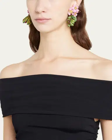 Oscar de la Renta Flower Cluster Clip-On Earrings | Thumbnail 2