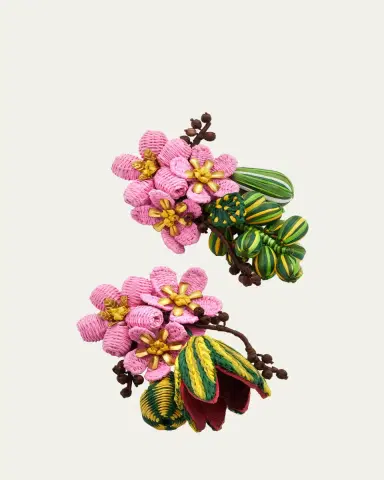 Oscar de la Renta Flower Cluster Clip-On Earrings | Thumbnail 3