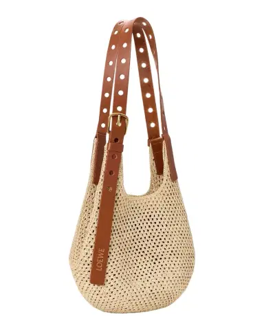 Loewe x Paula's Ibiza Small Punch Hole Hobo Bag in Raffia and Leather | Thumbnail 1 Loewe x Paula's Ibiza Small Punch Hole Hobo Bag in Raffia and Leather | Thumbnail 1