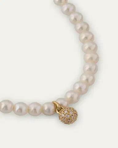 Sydney Evan Diamond Pavé Balls on 3mm Freshwater Pearl Bracelet | Thumbnail 4 Sydney Evan Diamond Pavé Balls on 3mm Freshwater Pearl Bracelet | Thumbnail 4
