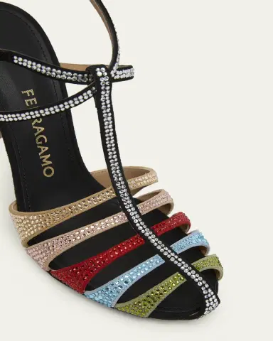 Ferragamo 95mm Lipa Rainbow Embellished Suede Pumps | Thumbnail 3 Ferragamo 95mm Lipa Rainbow Embellished Suede Pumps | Thumbnail 3