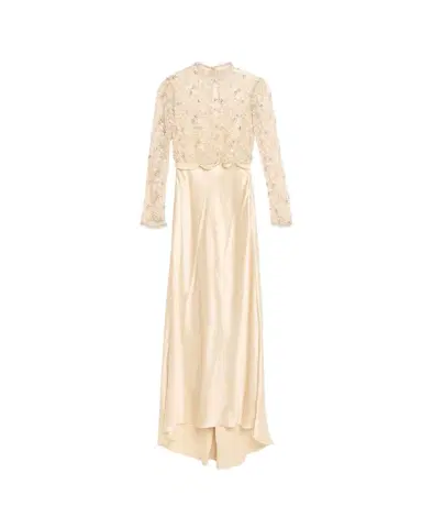 Valentino Garavani Embroidered Lace Long-Sleeve Silk Gown | Thumbnail 1