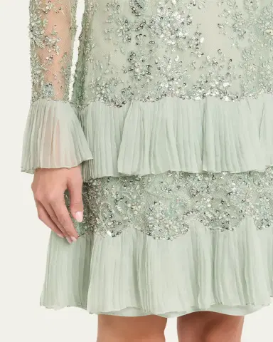 Valentino Garavani Floral Embroidered Long-Sleeve Ruffle Mini Dress | Thumbnail 5 Valentino Garavani Floral Embroidered Long-Sleeve Ruffle Mini Dress | Thumbnail 5