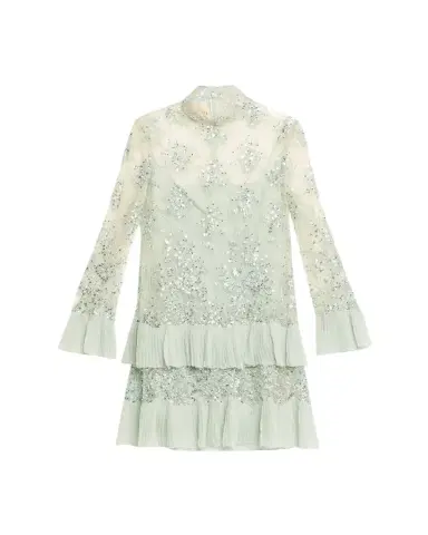 Valentino Garavani Floral Embroidered Long-Sleeve Ruffle Mini Dress | Thumbnail 1 Valentino Garavani Floral Embroidered Long-Sleeve Ruffle Mini Dress | Thumbnail 1