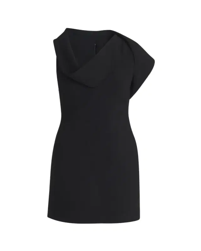 Ferragamo Cowl-Neck Stretch Twill Mini Dress