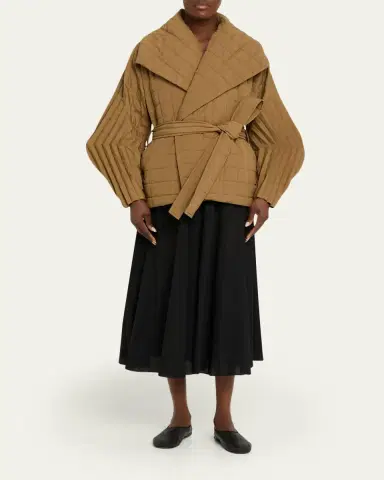 Issey Miyake Pleated Structured Sleeve Quilted Wrap Jacket | Thumbnail 2 Issey Miyake Pleated Structured Sleeve Quilted Wrap Jacket | Thumbnail 2