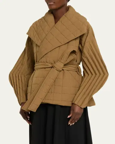 Issey Miyake Pleated Structured Sleeve Quilted Wrap Jacket | Thumbnail 4 Issey Miyake Pleated Structured Sleeve Quilted Wrap Jacket | Thumbnail 4