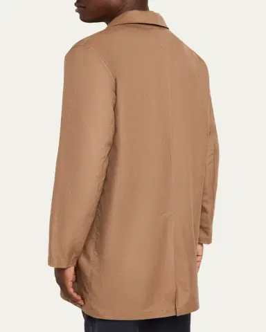Kiton Men's Wool and Silk Herringbone Reversible Raincoat | Thumbnail 3