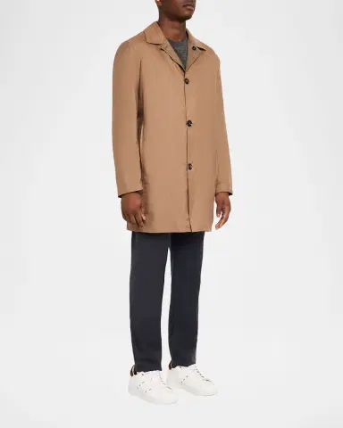 Kiton Men's Wool and Silk Herringbone Reversible Raincoat | Thumbnail 6