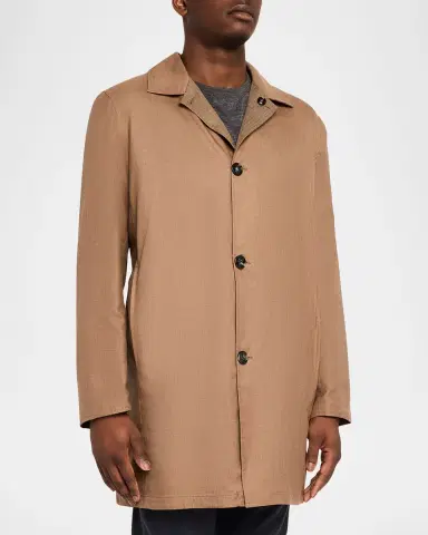 Kiton Men's Wool and Silk Herringbone Reversible Raincoat | Thumbnail 8