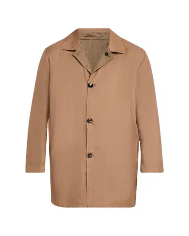 Kiton Men's Wool and Silk Herringbone Reversible Raincoat | Thumbnail 1