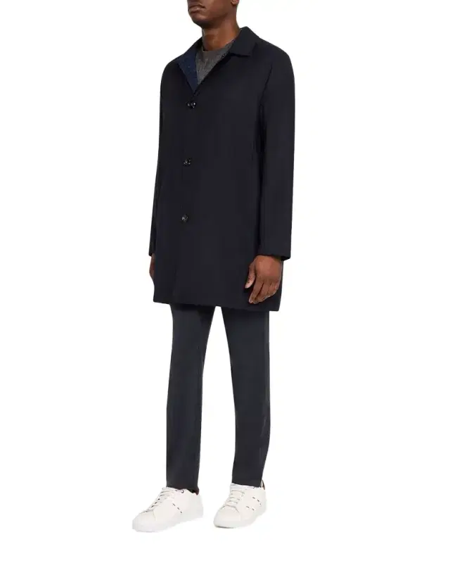 Men 's Wool and Silk Birdseye Reversible Raincoat