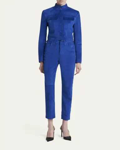 Tom Ford Lamb Suede Slim-Leg Ankle Pants | Thumbnail 2 Tom Ford Lamb Suede Slim-Leg Ankle Pants | Thumbnail 2