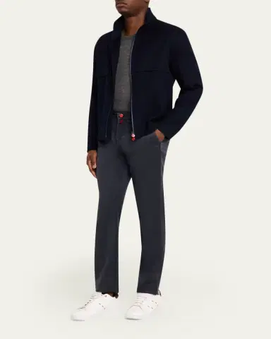 Kiton Men's Cashmere Full-Zip Bomber Jacket | Thumbnail 2