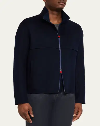 Kiton Men's Cashmere Full-Zip Bomber Jacket | Thumbnail 4
