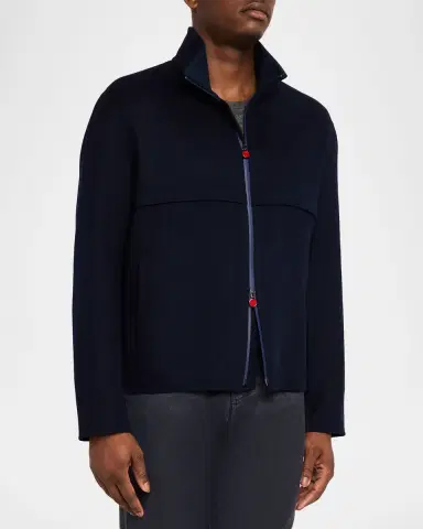 Kiton Men's Cashmere Full-Zip Bomber Jacket | Thumbnail 8