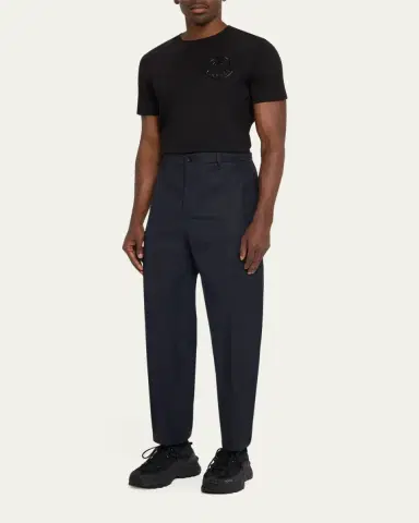 Moncler Men's Cotton Leather-Trim Straight Leg Trousers | Thumbnail 6 Moncler Men's Cotton Leather-Trim Straight Leg Trousers | Thumbnail 6