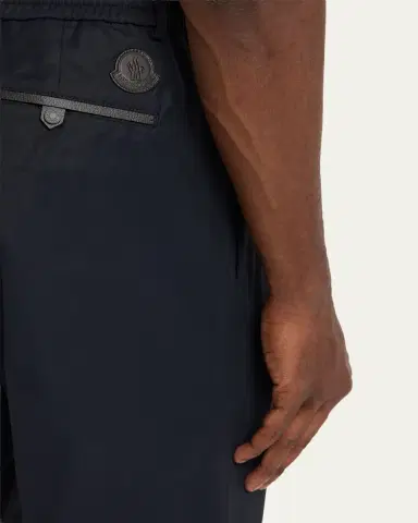 Moncler Men's Cotton Leather-Trim Straight Leg Trousers | Thumbnail 9 Moncler Men's Cotton Leather-Trim Straight Leg Trousers | Thumbnail 9