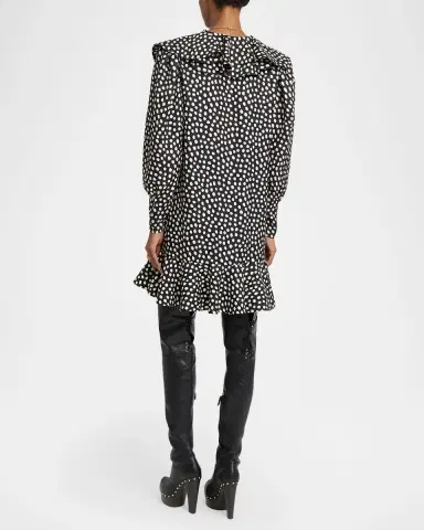 Chloé Dots-Print Silk Jacquard Capelet Long-Sleeve Mini Dress | Thumbnail 7 Chloé Dots-Print Silk Jacquard Capelet Long-Sleeve Mini Dress | Thumbnail 7