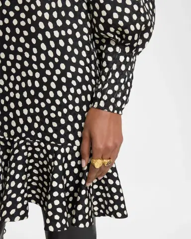 Chloé Dots-Print Silk Jacquard Capelet Long-Sleeve Mini Dress | Thumbnail 9 Chloé Dots-Print Silk Jacquard Capelet Long-Sleeve Mini Dress | Thumbnail 9