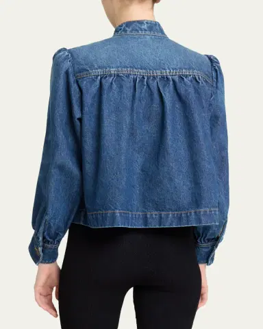 Chloé Horse-Pendant Gathered Denim Jacket | Thumbnail 3 Chloé Horse-Pendant Gathered Denim Jacket | Thumbnail 3
