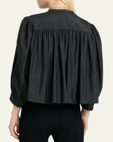 Chloe Embroidered Ruffle Taffeta Blouse | Thumbnail 3 Chloe Embroidered Ruffle Taffeta Blouse | Thumbnail 3