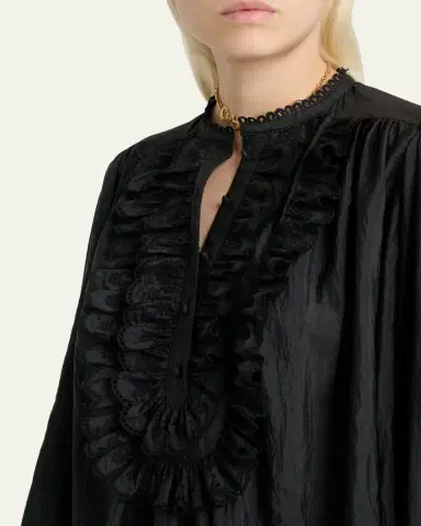 Chloe Embroidered Ruffle Taffeta Blouse | Thumbnail 5 Chloe Embroidered Ruffle Taffeta Blouse | Thumbnail 5