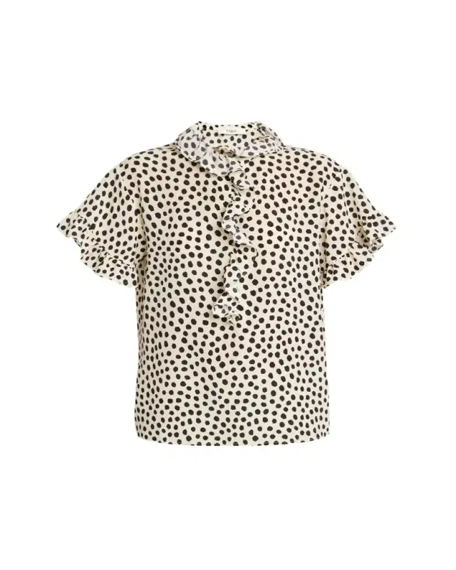 Dot-Print Organic Silk Crepe De Chine Blouse