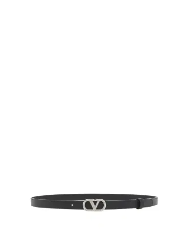 Valentino Garavani Crystal VLogo Leather Belt, 20mm | Thumbnail 1