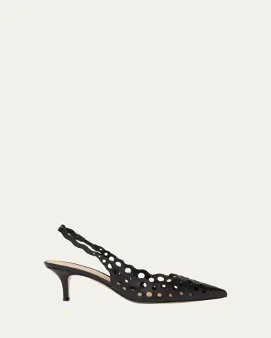 Gianvito Rossi 55mm Perforated Nappa Leather Slingback Pumps | Thumbnail 4 Gianvito Rossi 55mm Perforated Nappa Leather Slingback Pumps | Thumbnail 4