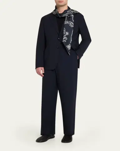 Giorgio Armani Men's Virgin Wool Flat Front Trousers | Thumbnail 2 Giorgio Armani Men's Virgin Wool Flat Front Trousers | Thumbnail 2