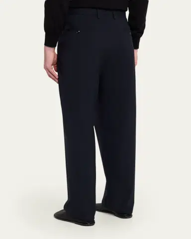 Giorgio Armani Men's Virgin Wool Flat Front Trousers | Thumbnail 3 Giorgio Armani Men's Virgin Wool Flat Front Trousers | Thumbnail 3