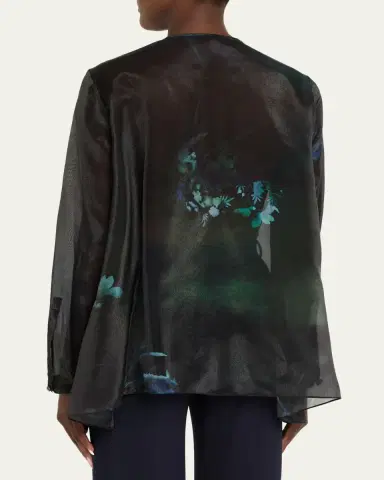 Giorgio Armani Shimmering Floral Charmeuse Button-Down Shirt | Thumbnail 3 Giorgio Armani Shimmering Floral Charmeuse Button-Down Shirt | Thumbnail 3
