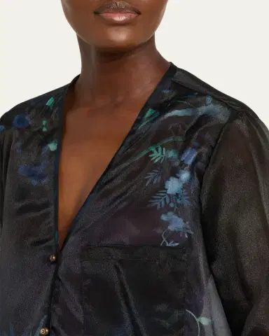Giorgio Armani Shimmering Floral Charmeuse Button-Down Shirt | Thumbnail 5 Giorgio Armani Shimmering Floral Charmeuse Button-Down Shirt | Thumbnail 5