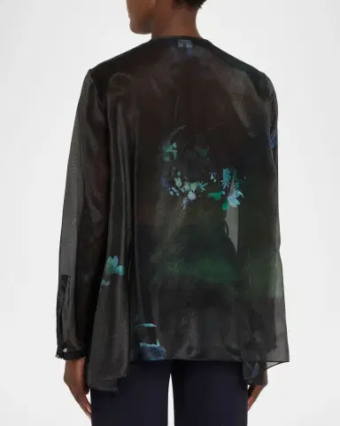 Giorgio Armani Shimmering Floral Charmeuse Button-Down Shirt | Thumbnail 7 Giorgio Armani Shimmering Floral Charmeuse Button-Down Shirt | Thumbnail 7