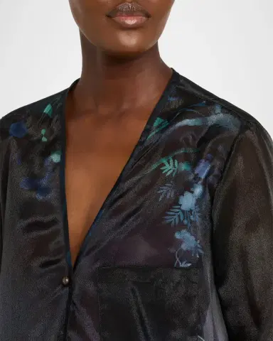 Giorgio Armani Shimmering Floral Charmeuse Button-Down Shirt | Thumbnail 9 Giorgio Armani Shimmering Floral Charmeuse Button-Down Shirt | Thumbnail 9