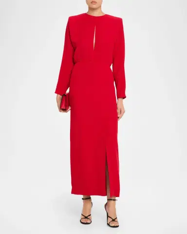 Valentino Garavani Cutout Silk Column Maxi Dress | Thumbnail 6