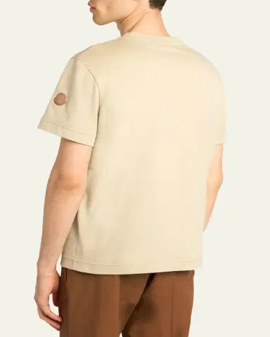 Moncler Men's Leather-Trim Pocket Cotton T-Shirt | Thumbnail 3 Moncler Men's Leather-Trim Pocket Cotton T-Shirt | Thumbnail 3