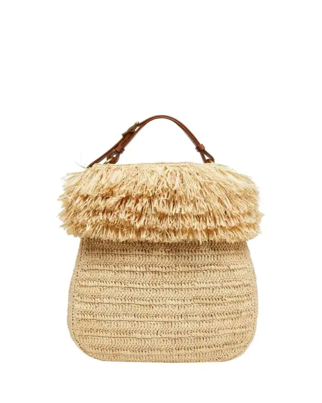 Saint Laurent Roady Fringed Raffia Shoulder Bag