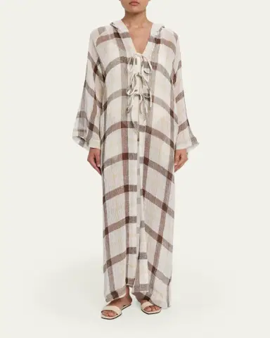 Lisa Marie Fernandez Plaid Maxi Beach Cape | Thumbnail 2